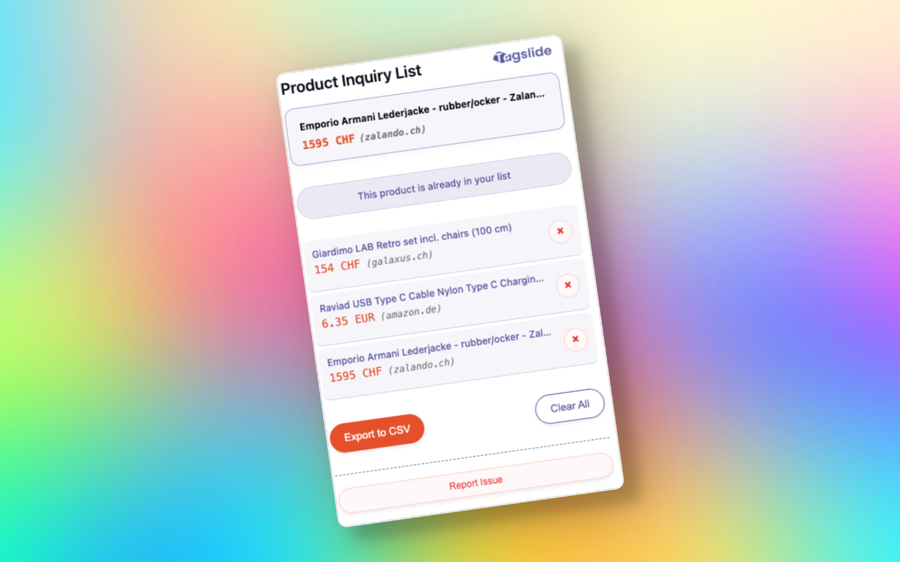 Product Inquiry List Extension Screenshot